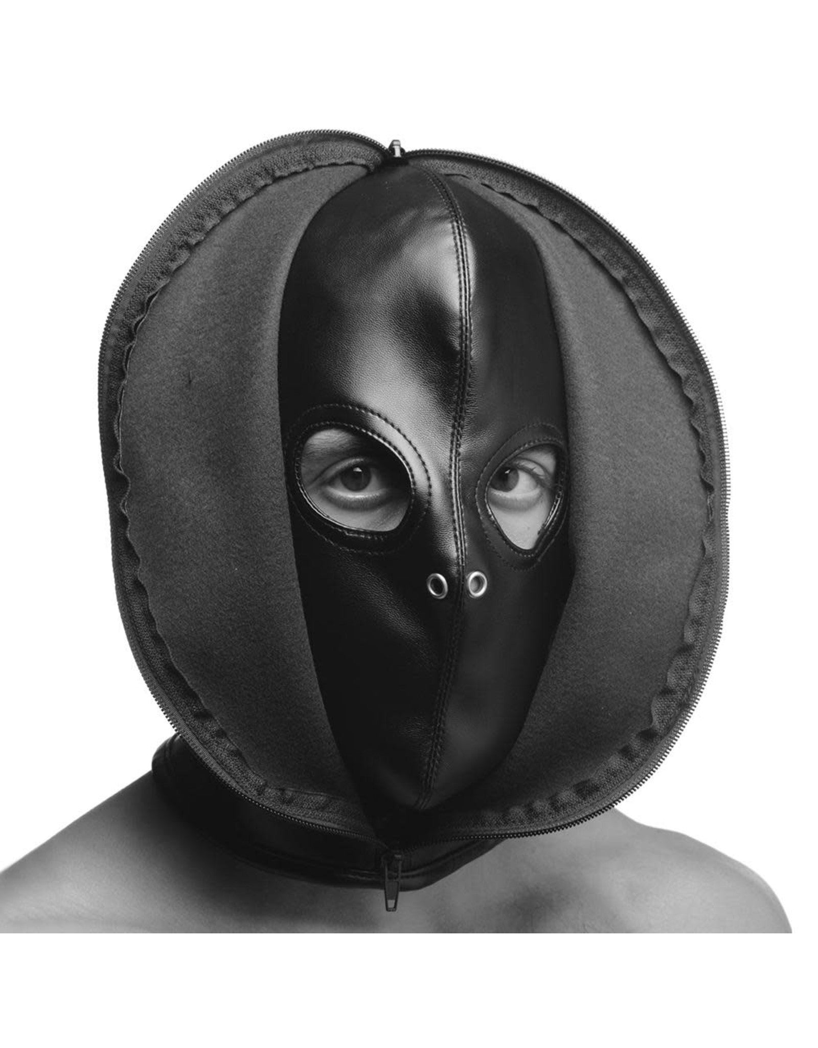 Zip Front Bondage Hood Black-Bondage & Fetish - Mask, Hood, Blindfolds-Strict-Danish Blue Adult Centres