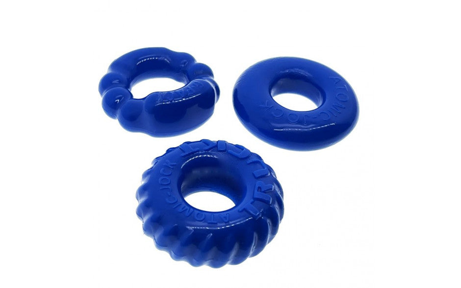 Bonemaker 3 Pc Cockring Set Pool Blue-Adult Toys - Cock Rings-Oxballs-Danish Blue Adult Centres