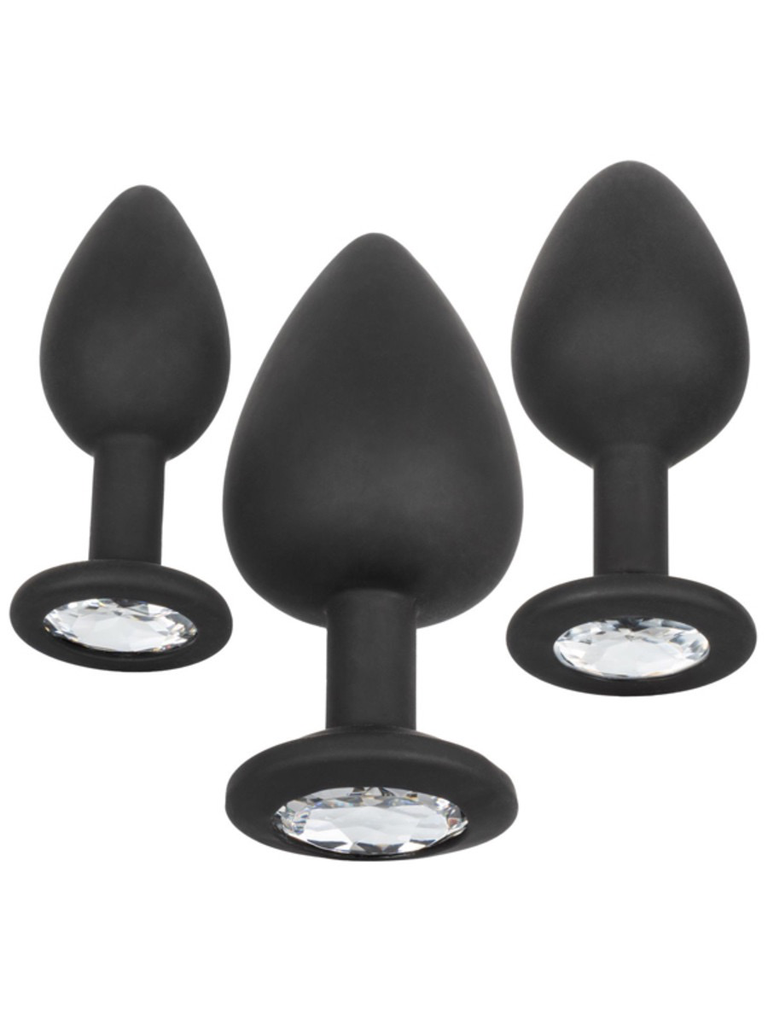 CalExotics Silicone Gem Anal Kit (Black) - 3 Plug Set-Unclassified-CalExotics-Danish Blue Adult Centres