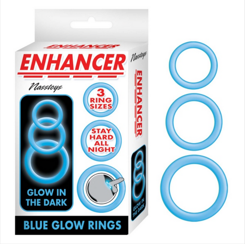 Enhancer - Blue Glow Cock Rings 3 Pack-Adult Toys - Cock Rings-Nasstoys-Danish Blue Adult Centres