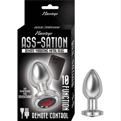 ASS-STATION - Remote Control Vibrating Metal Plug-Adult Toys - Anal - Plugs-Nasstoys-Danish Blue Adult Centres