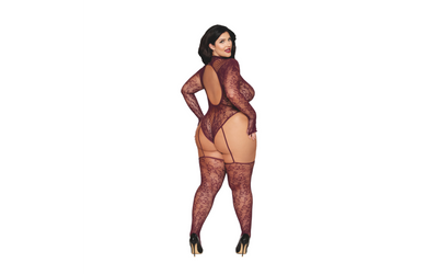 Dream Girl Teddy Bodystocking Burgundy/Cherry Lacquer O/S