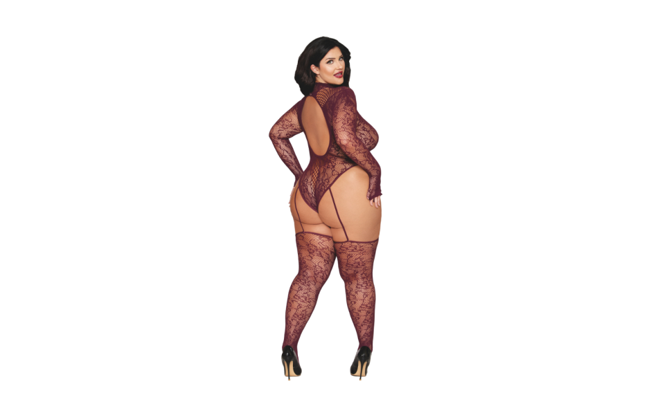 Dream Girl Teddy Bodystocking Burgundy/Cherry Lacquer O/S