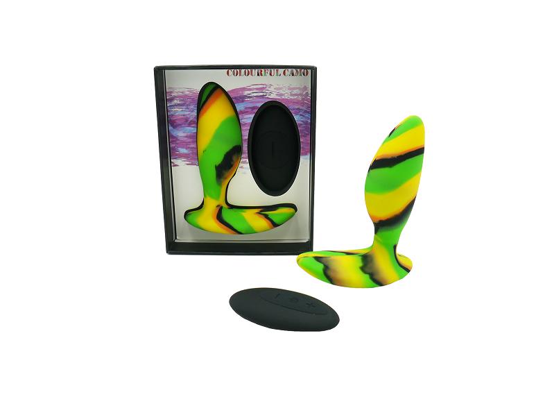 Colourful Camo IDYLIC Remote Control Vibrationg Butt Plug --Adult Toys - Anal - Plugs-Colourful Camo-Danish Blue Adult Centres