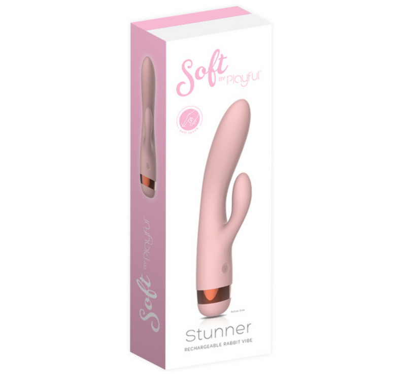 Soft By Playful - Stunner Rechargeable Rabbit Vibrator-Adult Toys - Vibrators - Rabbits-Playful-Danish Blue Adult Centres