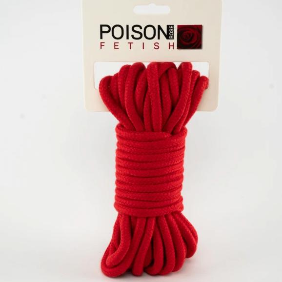 Poison Rose Soft Cotton Bondage Rope 5M Red-Bondage & Fetish - Cuffs & Restraints-Poison Rose-Danish Blue Adult Centres