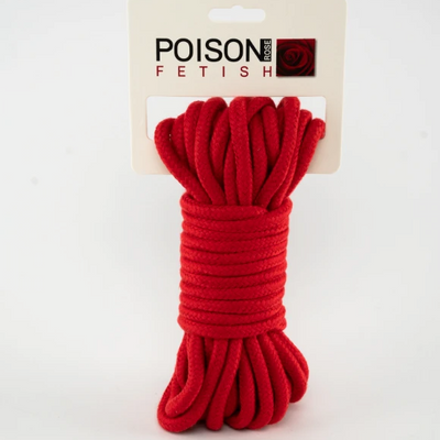 Poison Rose Soft Cotton Bondage Rope 5M Red-Bondage & Fetish - Cuffs & Restraints-Poison Rose-Danish Blue Adult Centres