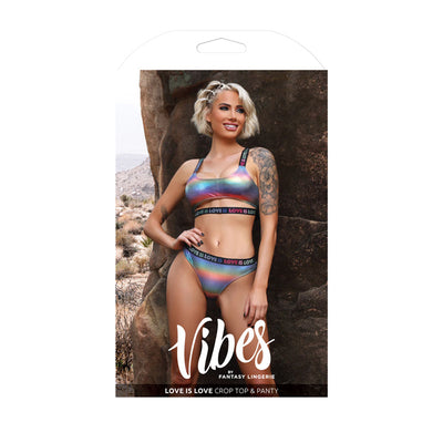 Vibes Love Is Love Crop Top & Panty-Clothing - Bra & Panty Sets-Vibes-Danish Blue Adult Centres