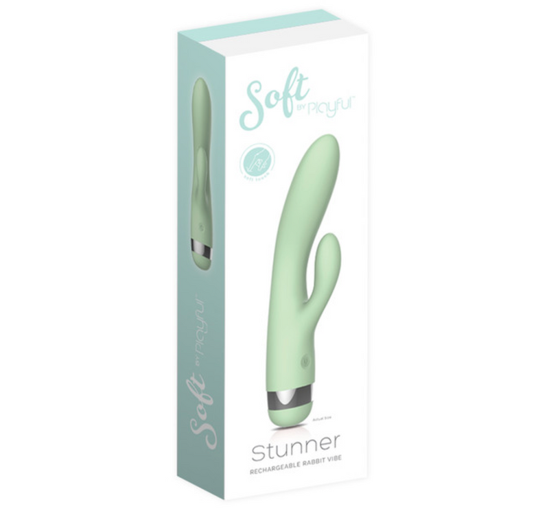 Soft By Playful - Stunner Rechargeable Rabbit Vibrator-Adult Toys - Vibrators - Rabbits-Playful-Danish Blue Adult Centres