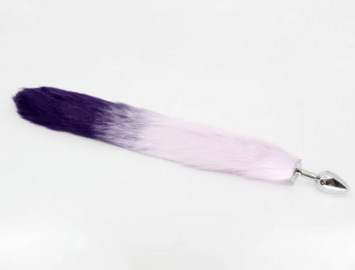 Love In Leather - Purple Fox Tail w Aluminium Butt Plug Small