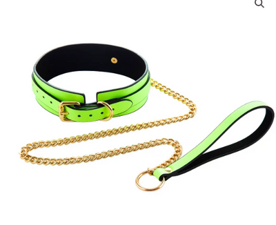 Poison Rose Glow In The Dark Collar Green-Bondage & Fetish - Cuffs & Restraints-Poison Rose-Danish Blue Adult Centres