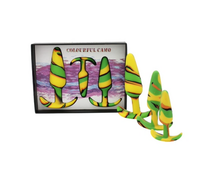 Colourful Camo Sail Anal Kit - Yellow-Adult Toys - Anal - Plugs-Colourful Camo-Danish Blue Adult Centres