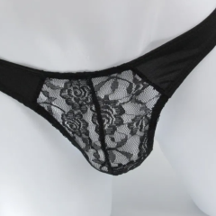 Love in Leather- Penis Space lace thong (Black) L/XL-Clothing - Underwear & Panties - Mens Room in Front-Love In Leather-Danish Blue Adult Centres