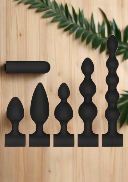 OUCH! Silicone black 6 piece anal butt plug set. Danish Blue Adult Centres Richmond, Danish Blue Adult Centres South Melbourne, Danish Blue Adult Centres St Kilda