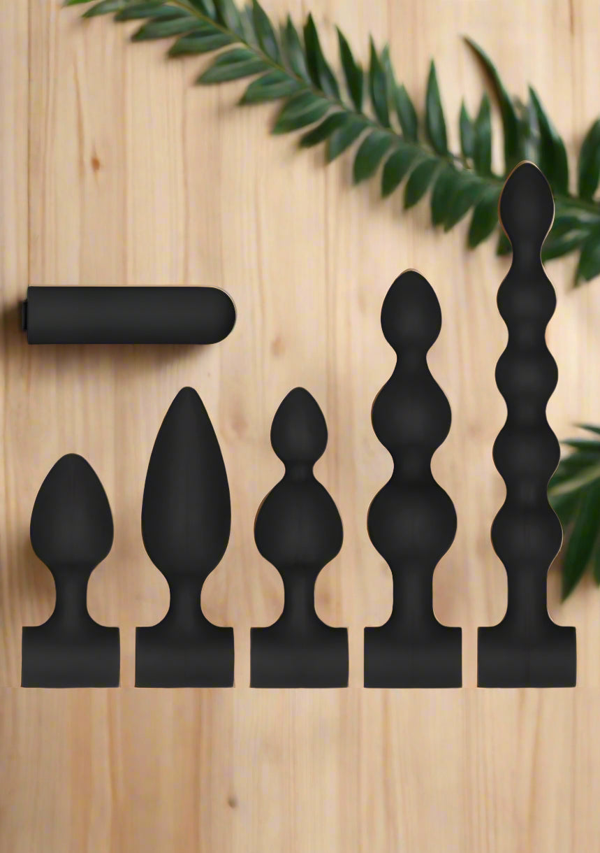 OUCH! Silicone black 6 piece anal butt plug set. Danish Blue Adult Centres Richmond, Danish Blue Adult Centres South Melbourne, Danish Blue Adult Centres St Kilda