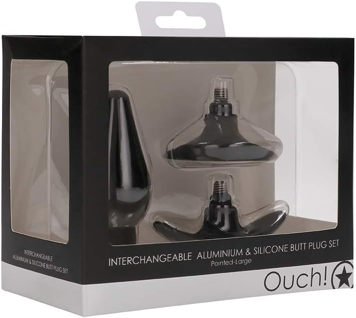 OUCH! Interchangeable Butt Plug Set-Pointed Large-Black