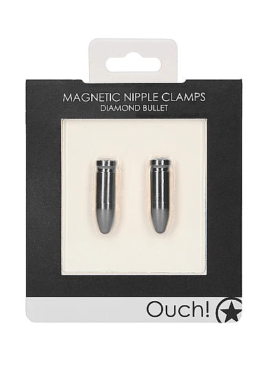 OUCH! Magnetic Nipple Clamps - Diamond Bullet  Grey