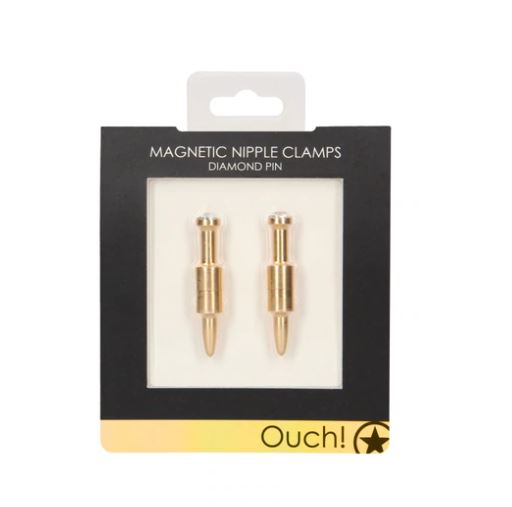 OUCH! Magnetic Nipple Clamps - Diamond Pin - Gold