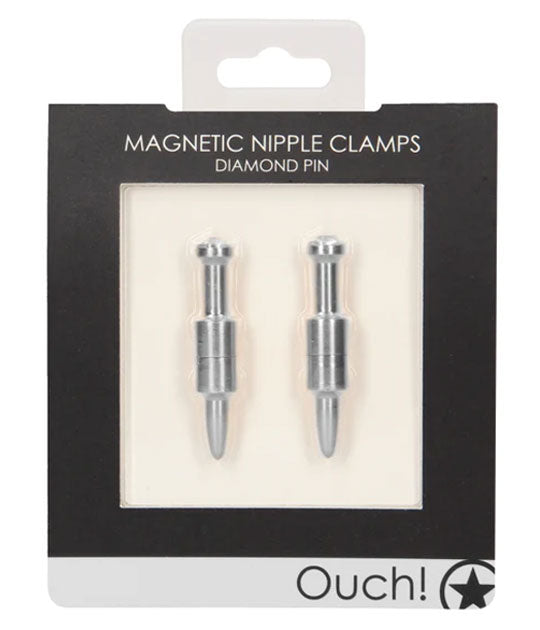 OUCH! Magnetic Nipple Clamps - Diamond Pin - Silver