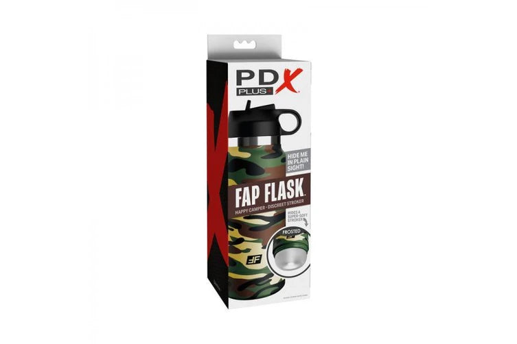 PDX Plus Fap Flask Happy Camper Discreet Stroker Camo Frosted