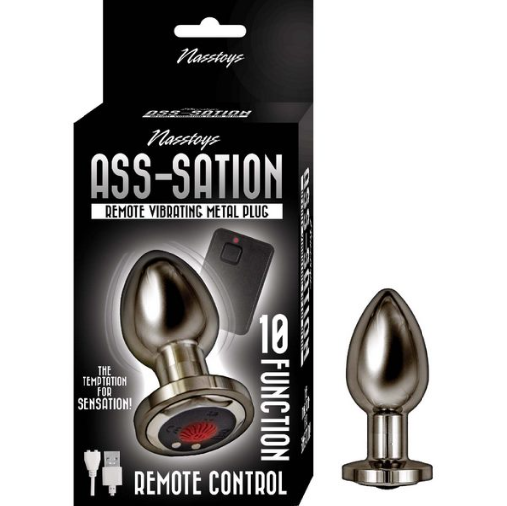 ASS-STATION - Remote Control Vibrating Metal Plug-Adult Toys - Anal - Plugs-Nasstoys-Danish Blue Adult Centres