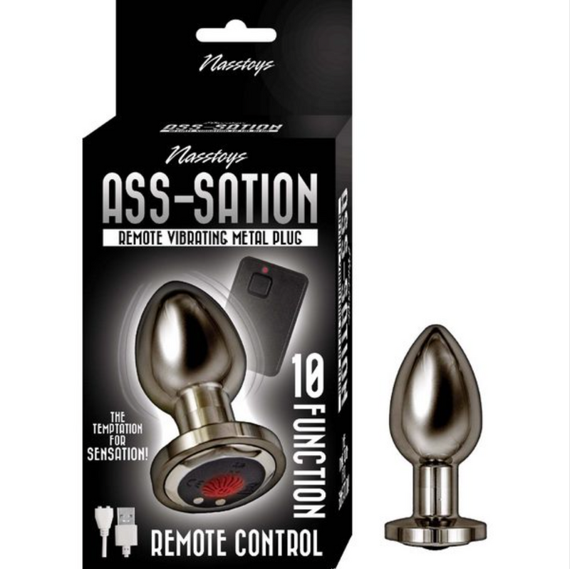 ASS-STATION - Remote Control Vibrating Metal Plug-Adult Toys - Anal - Plugs-Nasstoys-Danish Blue Adult Centres