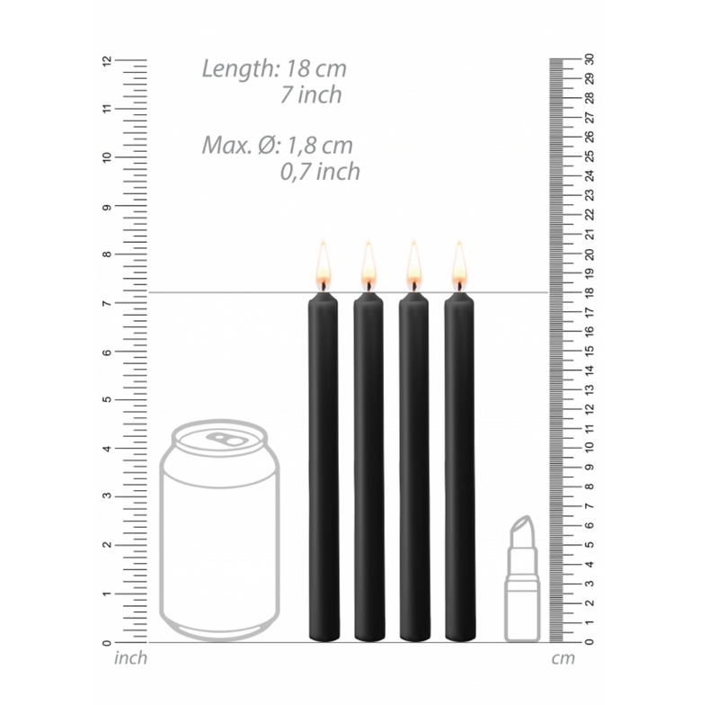 Ouch! Large Parafin Teasing Candles Black 4 Pack