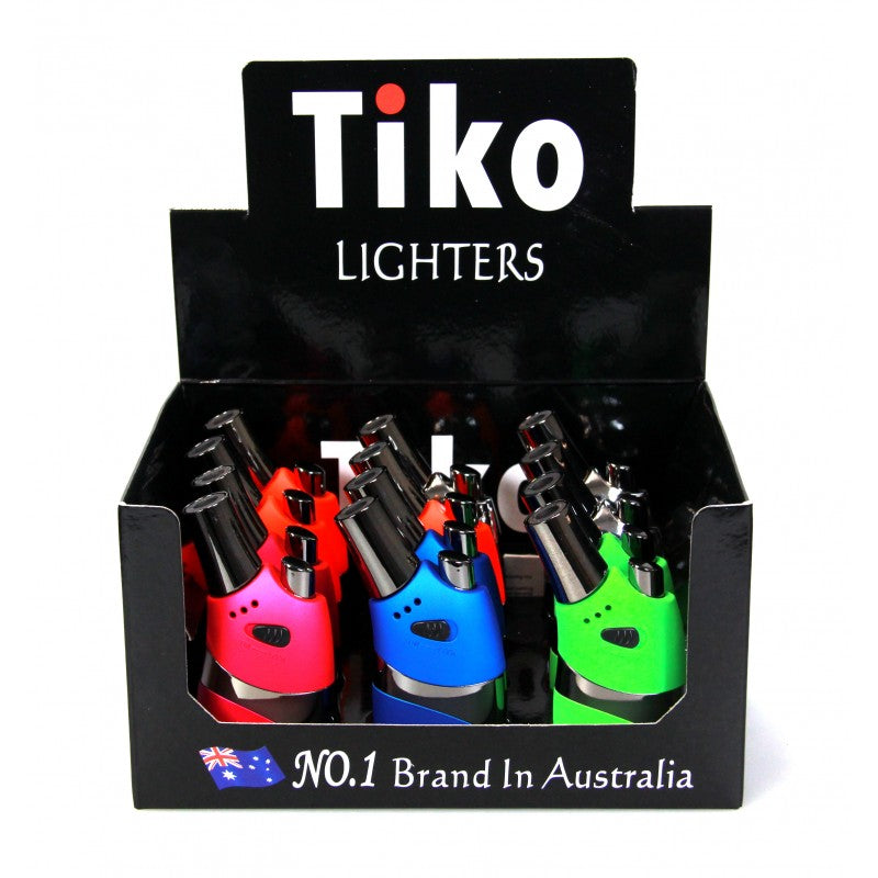 Tiko Single Flame Jet Lighter Fluro-Lifestyle - Lighters - Jet Lighters-Tiko-Danish Blue Adult Centres