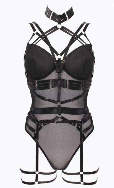 Muse Strap Bodysuit Large-Clothing - Bra & Panty Sets-Muse-Danish Blue Adult Centres