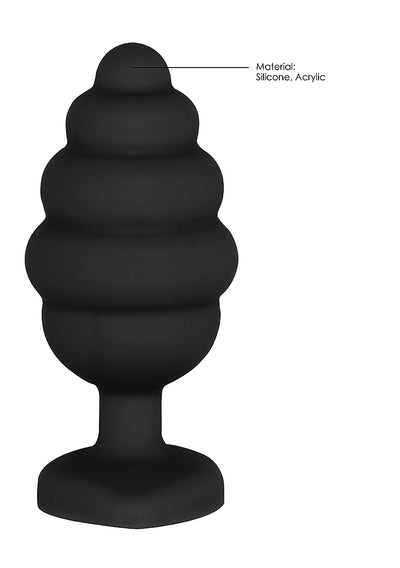 OUCH! Ribbed Diamond Heart Plug Black X/Large