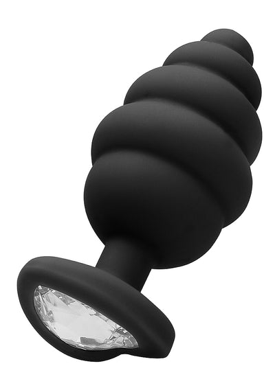 OUCH! Ribbed Diamond Heart Plug Black X/Large