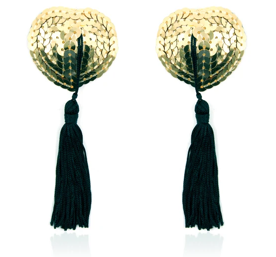 Poison Rose Heart Shape Nipple Gold/Black-Clothing - Accessories - Nipple-Poison Rose-Danish Blue Adult Centres