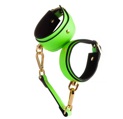 Poison Rose Glow In The Dark Wrist Cuff Green-Bondage & Fetish - Cuffs & Restraints-Poison Rose-Danish Blue Adult Centres