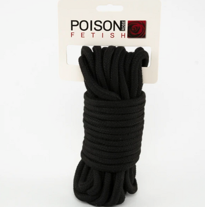 Poison Rose Soft Cotton Bondage Rope 5M Black-Bondage & Fetish - Cuffs & Restraints-Poison Rose-Danish Blue Adult Centres