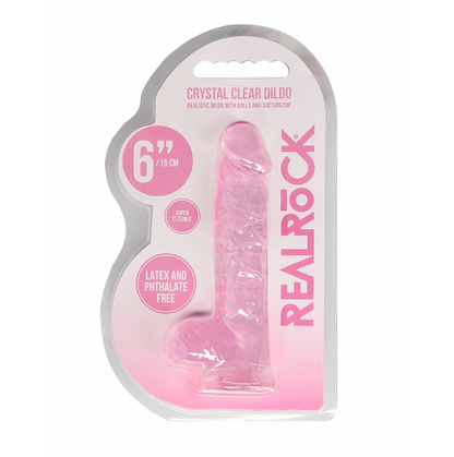 RealRock Crystal Clear Realistic With Balls 6"/15cm Pink