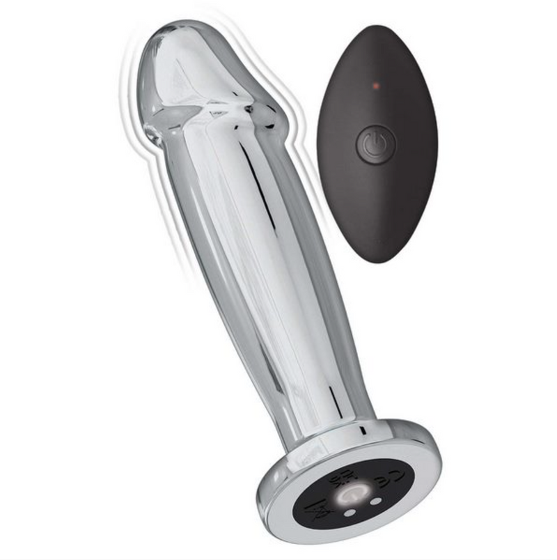 ASS-STATION - Remote Control Vibrating Anal Ecstacy Silver-Adult Toys - Anal - Plugs-Nasstoys-Danish Blue Adult Centres