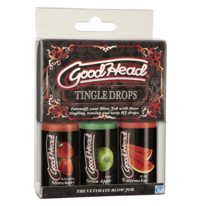 GoodHead Tingle Drops 3 pack - Watermelon, Green Apple, Strawberry-Lubricants & Essentials - Creams & Sprays - Oral-Doc Johnson-Danish Blue Adult Centres