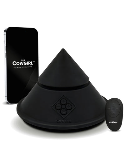 The Cowgirl Cone with Saddle and Alamo attachments for internal and external stimulation