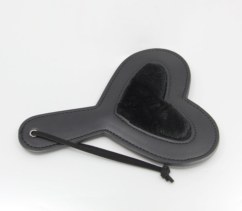 Love In Leather Heart Shaped Faux Fur Heart Paddle