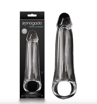 NS Novelties – Renegade Fantasy Extension Sleeve - Medium (Clear)-Adult Toys - Cock Rings - Sleeves-NS Novelties-Danish Blue Adult Centres