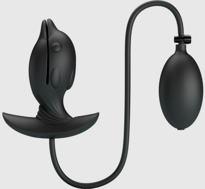 Hanson Inflatable Vibrating  Silicone Anal Plug with Hand Pump
