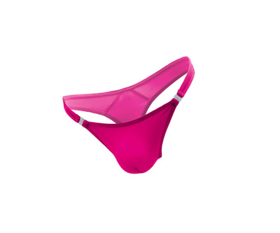 Love In Leather - Mens Lycra G-String With Quick Release Clips Pink L/XL