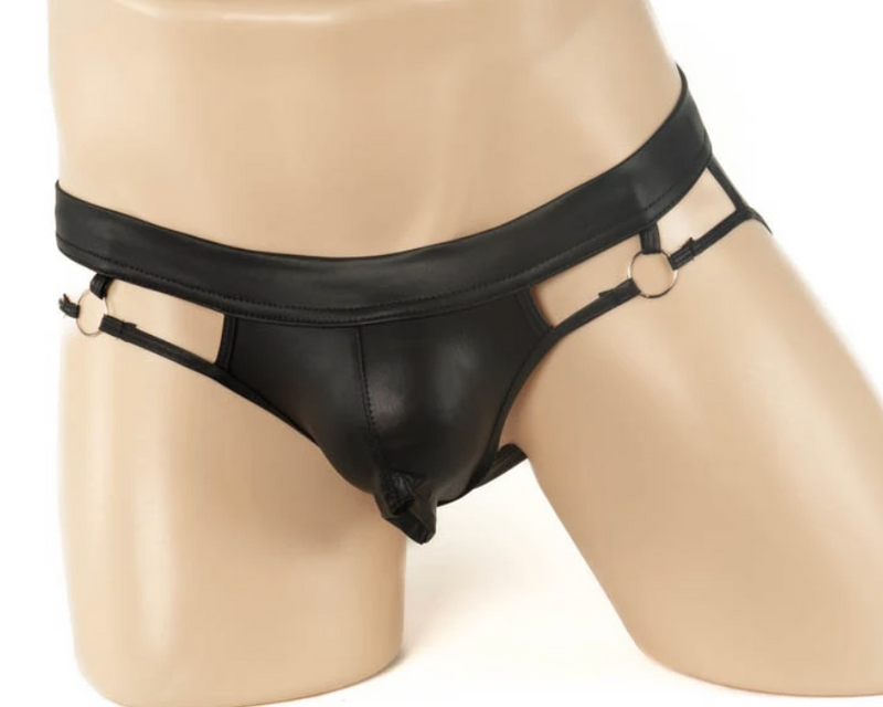 Poison Rose Mens Leather Look Jockstrap Medium