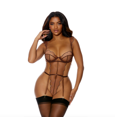 Forplay Keep It Sheer Teddy With Garters