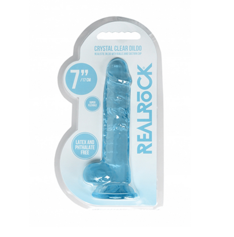 RealRock Crystal Clear Realistic With Balls 7"/17cm Blue