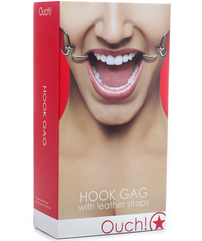 Ouch! Hook Gag With Leather Straps Black