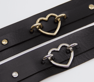 Love In Leather Heart Ring Collar