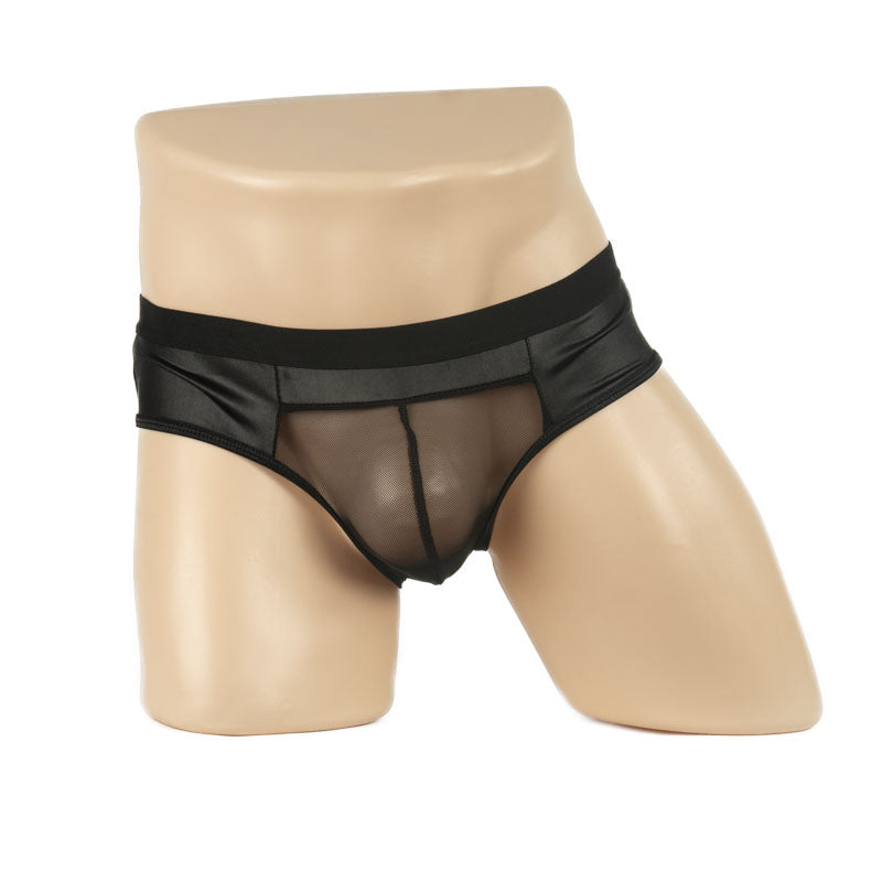 Mesh Pouch Bumless Wetlook Brief - Black