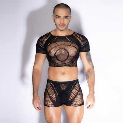 Men's Top/Trunks Set Mesh Pattern