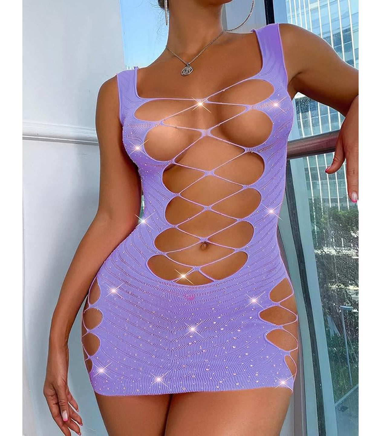 Love in Leather - Rhinestone Dress Lace Up